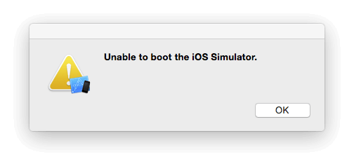 Unable to boot iOS Simulator in Xcode