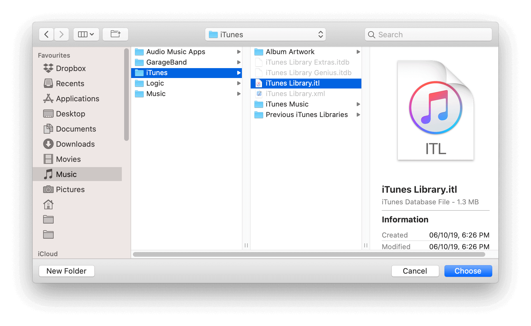 where in folder is itunes music stored