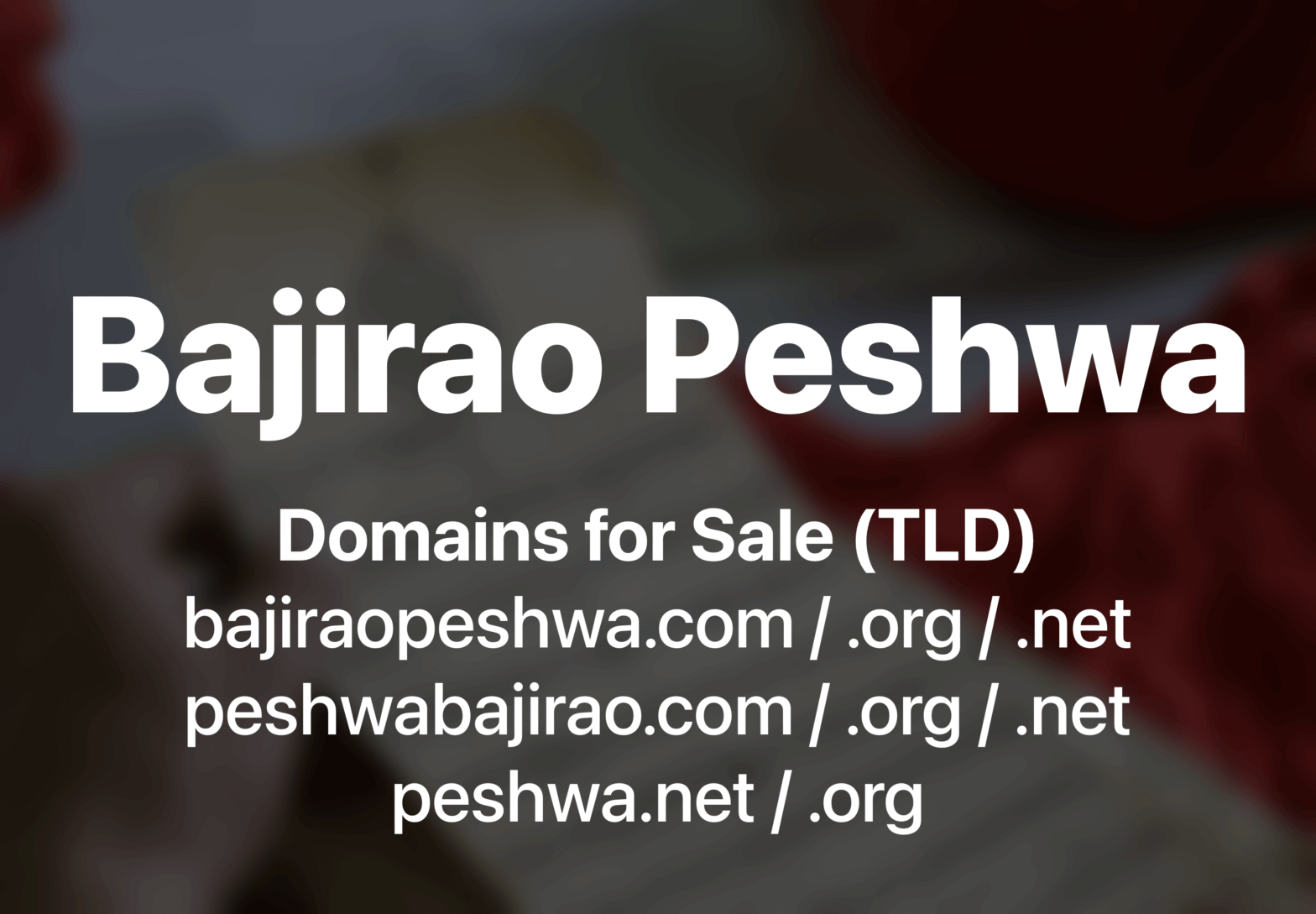 Domains for Sale (TLD): Bajirao Peshwa